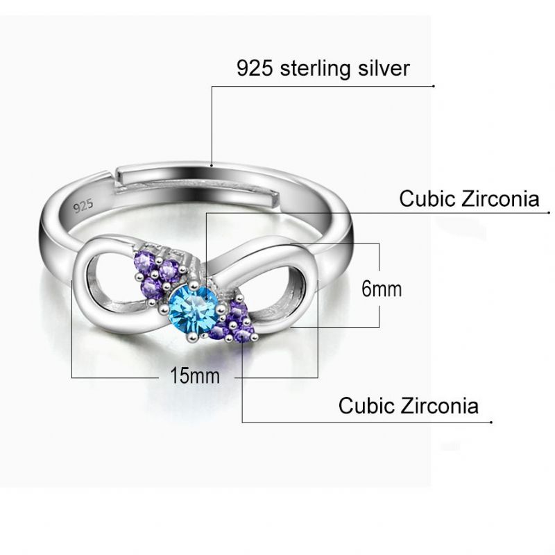 Delicate Process S925 Bague De Fiançailles CZ Bleu Et Violet Incrusté D'argent