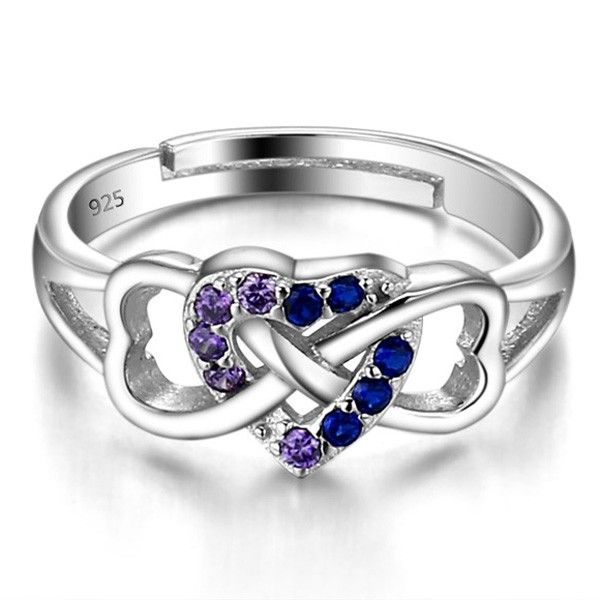 Dernière Bague D'ouverture CZ En Argent Sterling 925 En Forme De Coeur Pour Femme