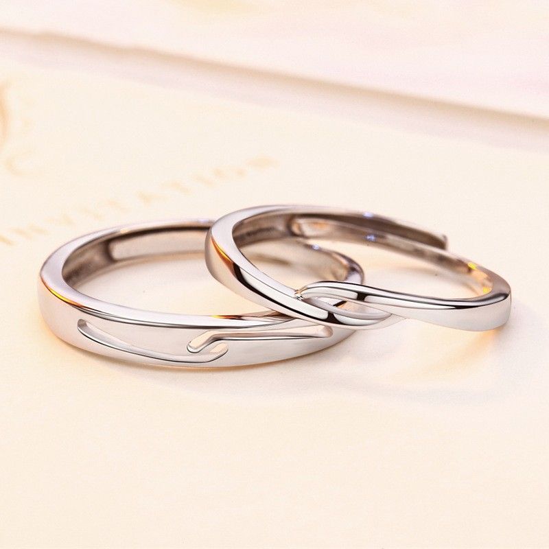 Design Original Main Dans La Main S925 Anneaux De Couple Réglables Pour Amoureux En Argent Sterling