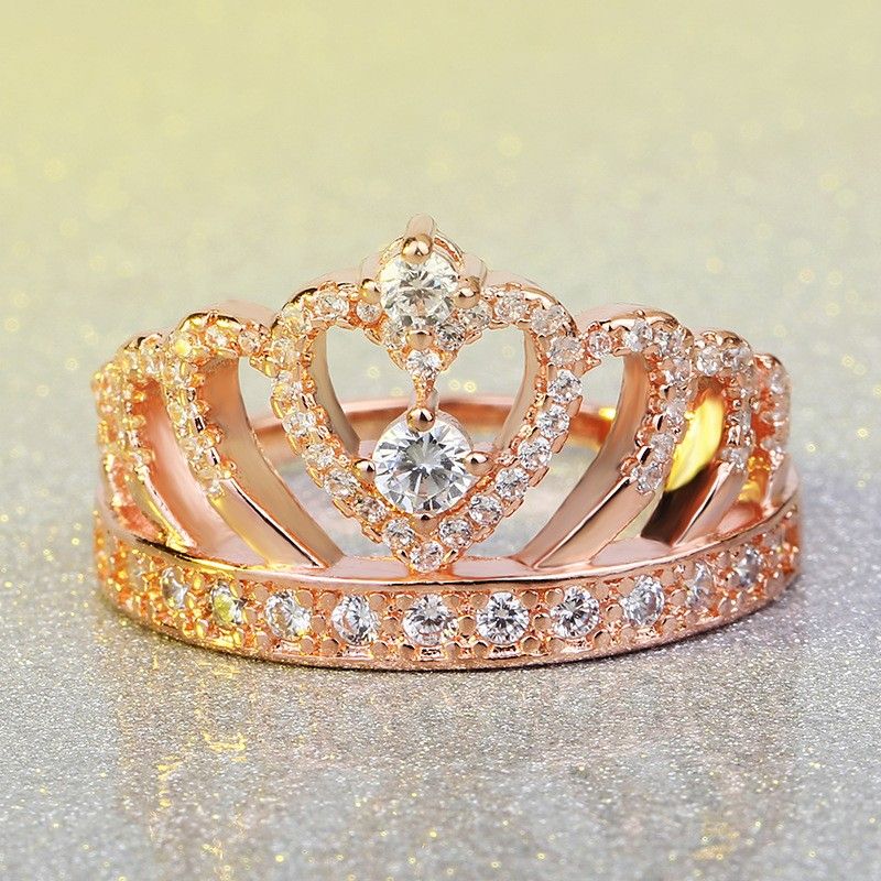 Design Romantic Gifts For Love Bague Couronne En Or Rose