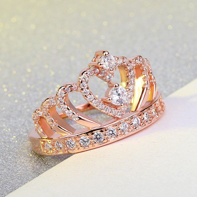 Design Romantic Gifts For Love Bague Couronne En Or Rose