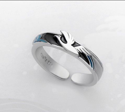 Difficultés De Marée S925 Anneaux De Couple Réglables Pour Amoureux En Argent Sterling