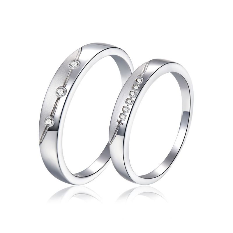 Emballage De Luxe Anneaux De Couple En Argent Sterling Faits À La Main Simples