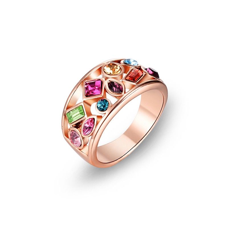 Europe Fashion Cocktail Autriche Bague Exotique En Cristal De Sept Couleurs