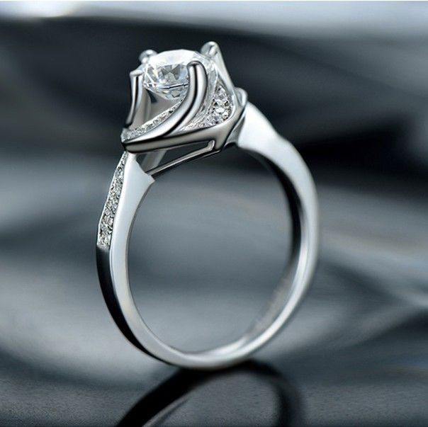 Europe Luxury Fashion Bague De Mariage En Or Blanc 18 Carats Plaqué En Argent Sterling 925