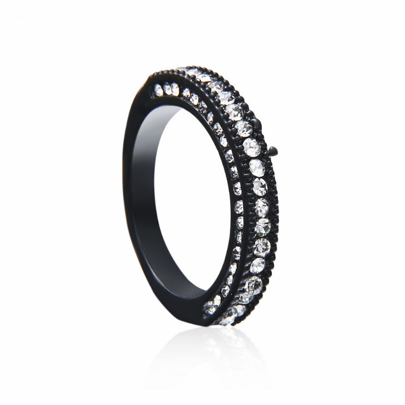 Europe Noble Temperament Bague De Fiançailles En Or Noir De Luxe