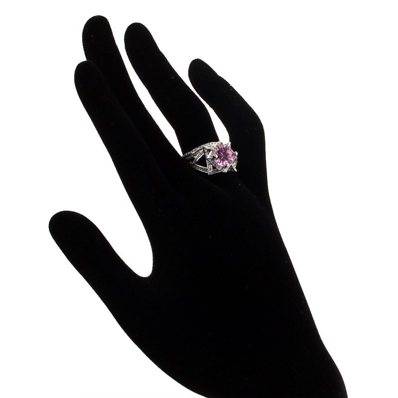 Europe Vente Chaude De Luxe En Or Noir Incrusté De Zircon Cubique De Haute Qualité Ensemble De Bague En Forme De Fleur