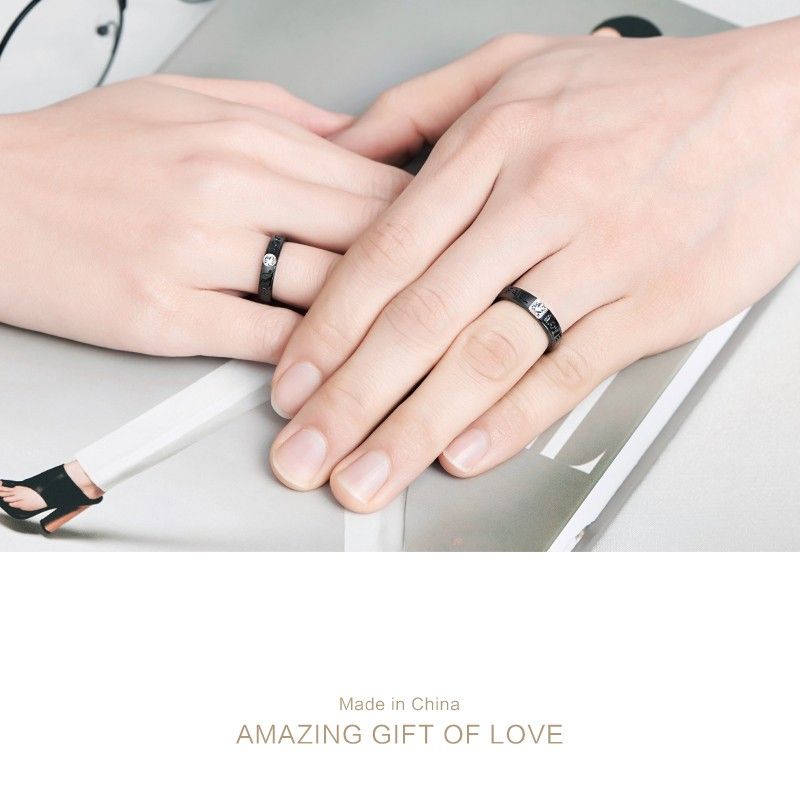 Fall In Love Design Simple Anneaux Couple Amoureux En Argent Sterling Avec Boucle Ouverte