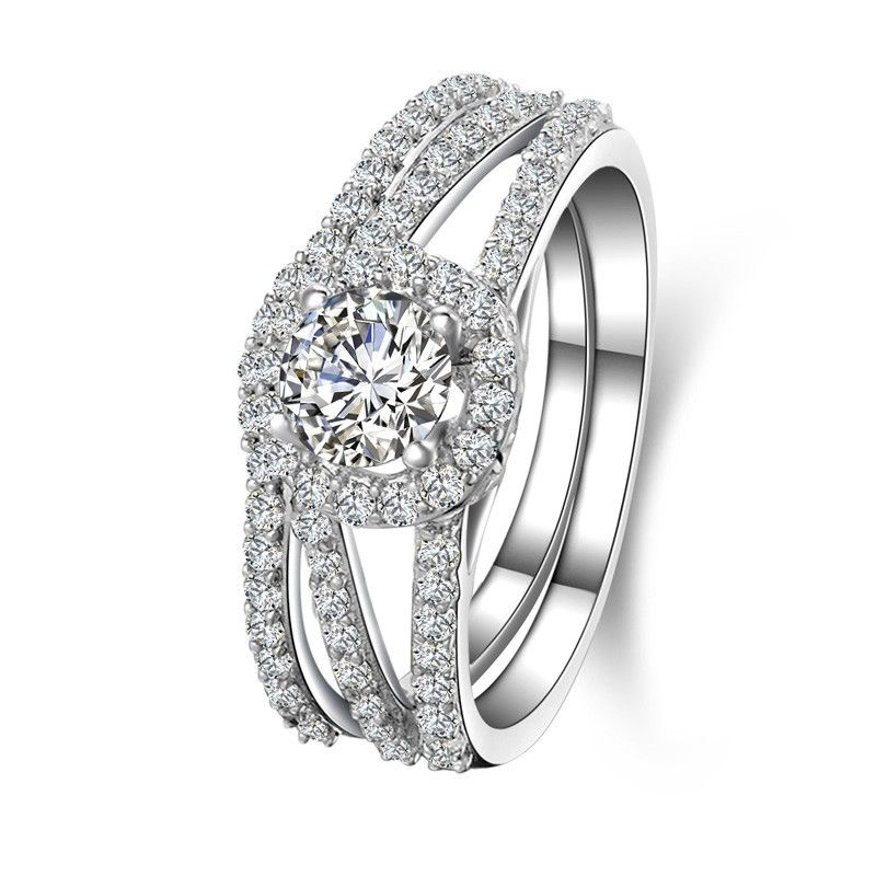 Forme Ronde Sona Diamond S925 Bague De Fiançailles / Mariage En Argent Sterling Pour Elle