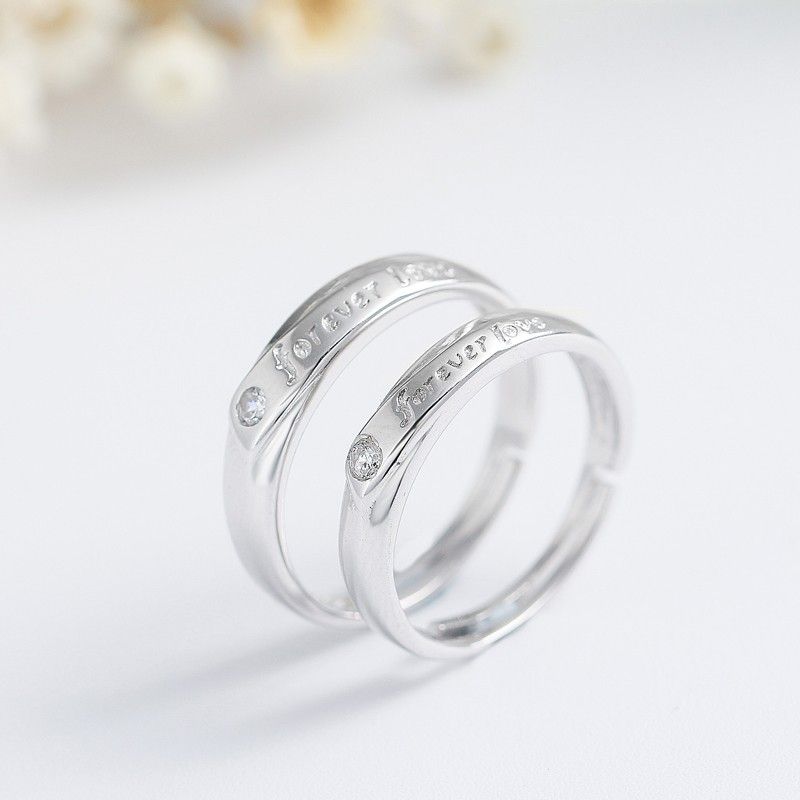 "have Mutual Affinity" 925 Argent Sterling Incrusté De Bagues De Couple CZ