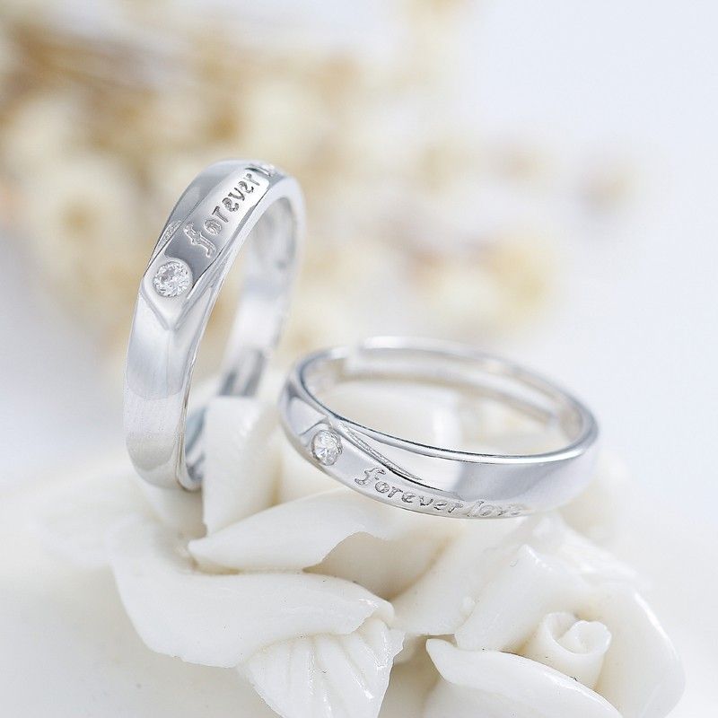 "have Mutual Affinity" 925 Argent Sterling Incrusté De Bagues De Couple CZ