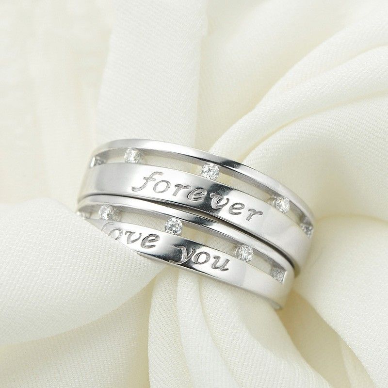 "have Mutual Affinity" 925 Bague En Argent Avec Zircone Cubique