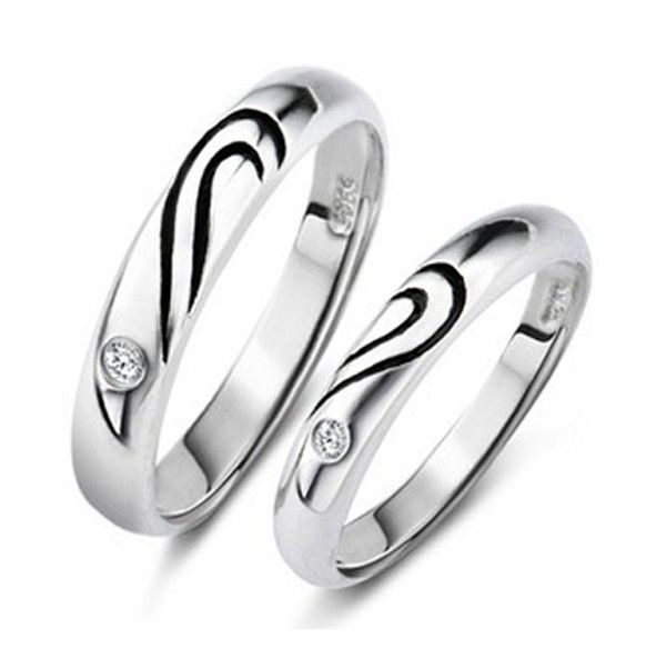 "have Mutual Affinity" Sweet Match Heart 925 Sterling Silver Lovers Rings (prix Pour Une Paire)