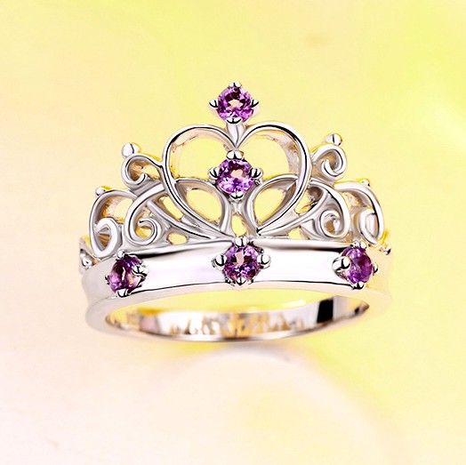 Hot Sale Retro Crown 925 Argent Incrusté D'anneau De Gemme Violet Naturel