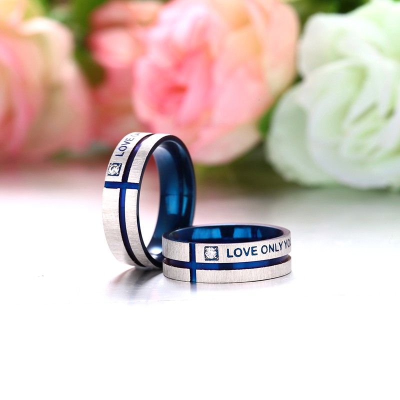 "i Will Always Be With You" Bague En Titane Pour Amoureux De La Croix Bleue Au Design Élégant Et Unique (prix Pour Une Paire)