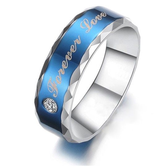 "i Will Always Be With You" Design Bague Pour Homme En Acier Titane Bleu