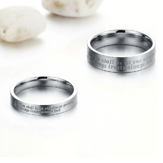 "i Will Always Be With You" Lover Rings En Acier Au Titane Gravable (prix Pour Une Paire)