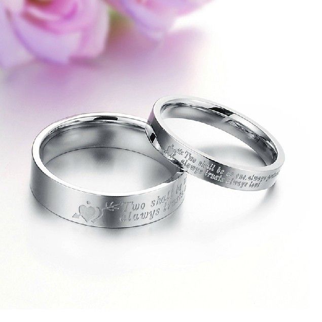 "i Will Always Be With You" Lover Rings En Acier Au Titane Gravable (prix Pour Une Paire)