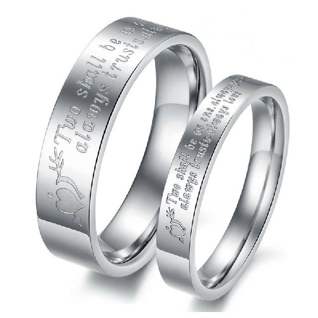 "i Will Always Be With You" Lover Rings En Acier Au Titane Gravable (prix Pour Une Paire)