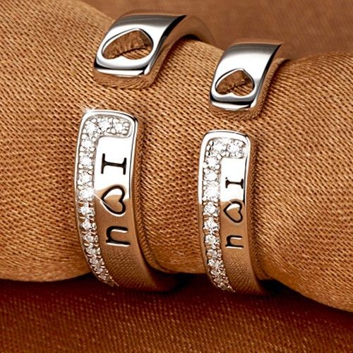 Je T'aime Bagues Réglables En Argent Sterling 925 Pour Les Couples