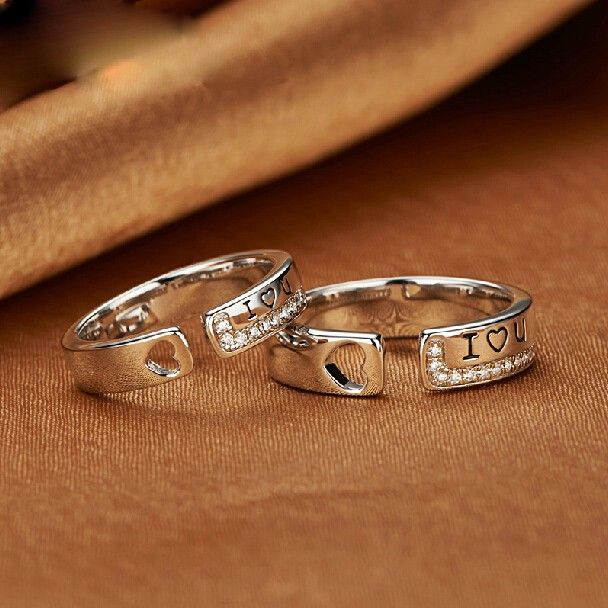 Je T'aime Bagues Réglables En Argent Sterling 925 Pour Les Couples