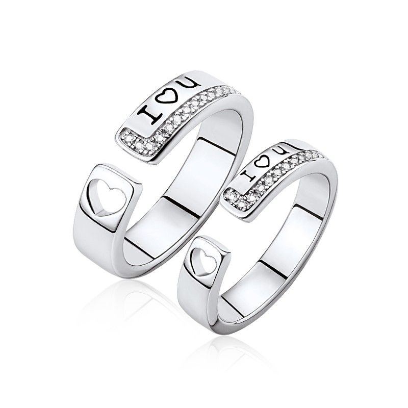 Je T'aime Bagues Réglables En Argent Sterling 925 Pour Les Couples