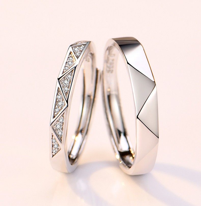 Je T'aime Plus D'une Fois En Argent Sterling 925. Amoureux De La Conception Originale Anneaux D'ouverture De Couple