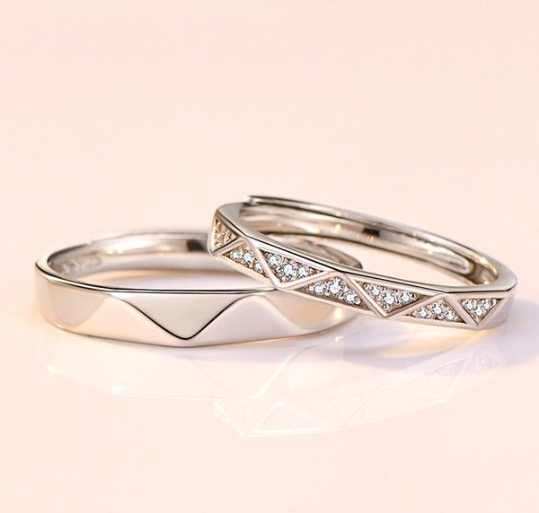 Je T'aime Plus D'une Fois S925 Anneaux De Couple Ajustables Pour Amoureux En Argent Sterling