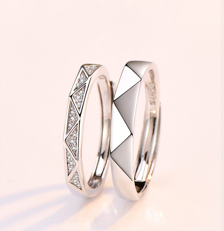 Je T'aime Plus D'une Fois S925 Anneaux De Couple Ajustables Pour Amoureux En Argent Sterling