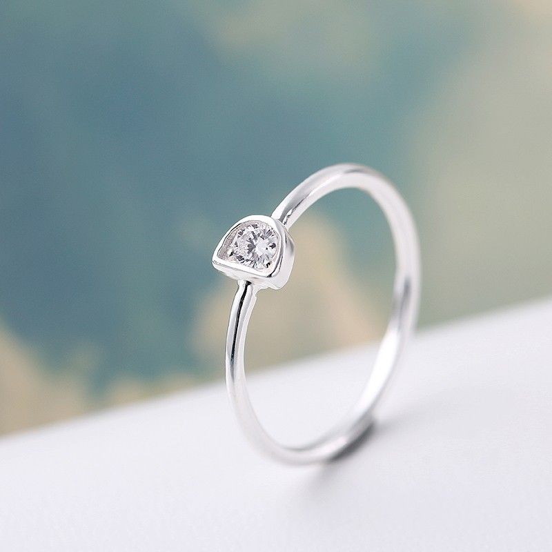 Lettre Créative D Modélisation Incrustée De Zircone Cubique S925 Bague De Fiançailles En Argent Sterling