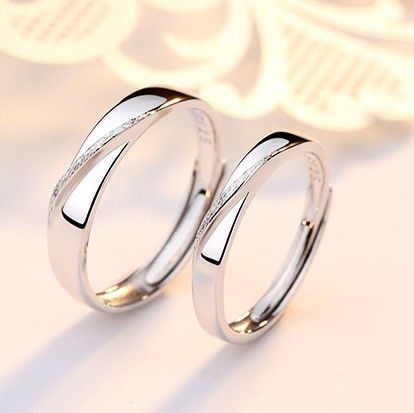 Lignes Parallèles Mobius Design Anneaux De Couple Réglables Pour Amoureux En Argent Sterling