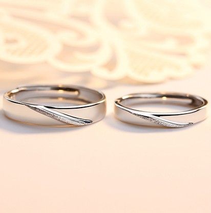 Lignes Parallèles Mobius Design Anneaux De Couple Réglables Pour Amoureux En Argent Sterling