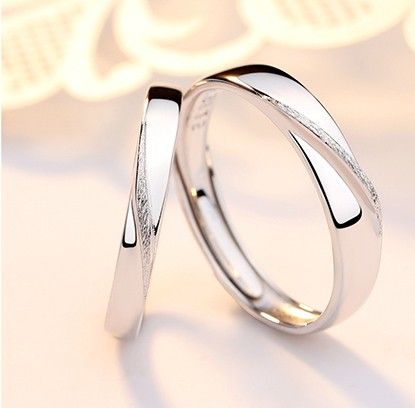 Lignes Parallèles Mobius Design Anneaux De Couple Réglables Pour Amoureux En Argent Sterling