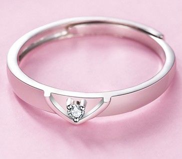 Love At The Fingertips Heart-shape S925 Amoureux En Argent Sterling Anneaux De Couple Réglables