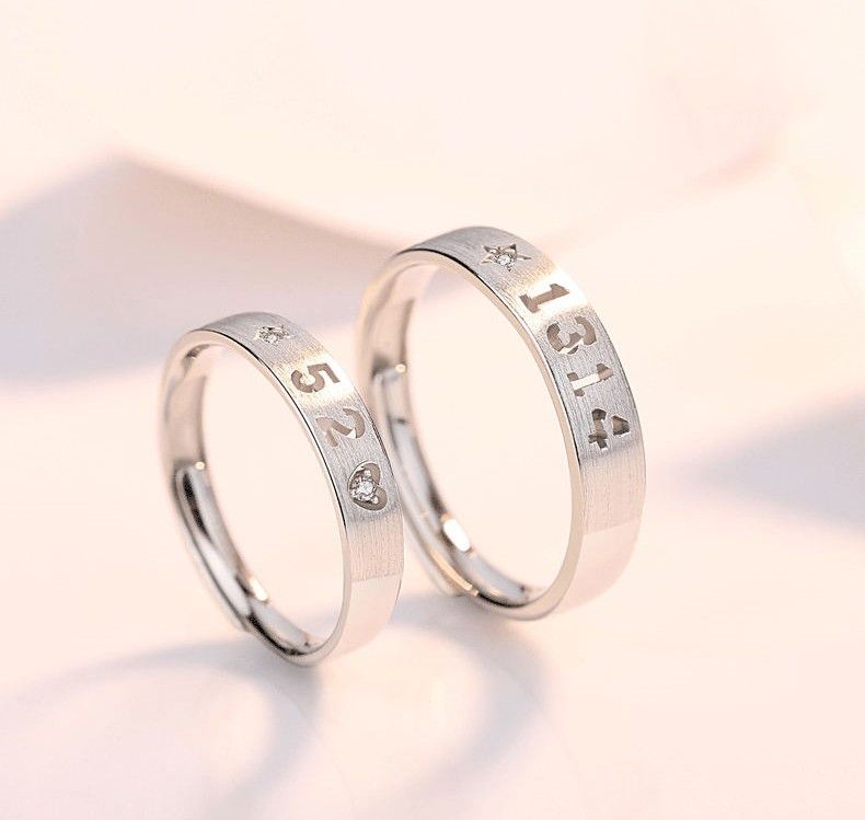 Love You All My Life S925 Anneaux De Couple Réglables Pour Amoureux En Argent Sterling