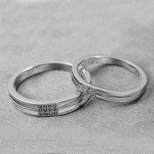 Mode S925 Argent Sterling Diamant Hommes Et Femmes Le Même Paragraphe Couple Anneaux