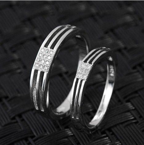 Mode S925 Argent Sterling Diamant Hommes Et Femmes Le Même Paragraphe Couple Anneaux