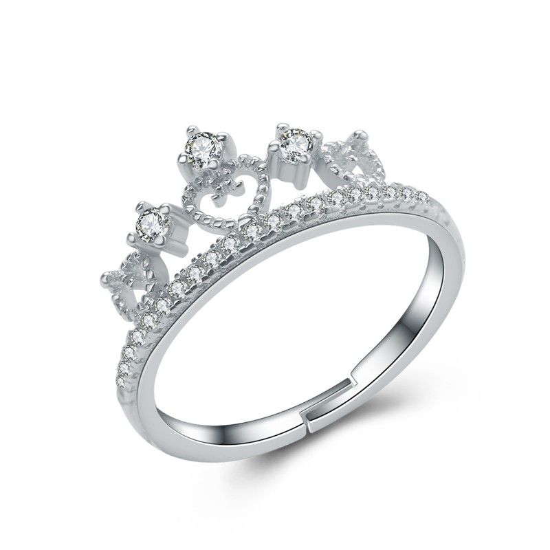 Moulures De Couronne De Mode Simple Bague De Fiançailles / Mariage En Argent Sterling 925