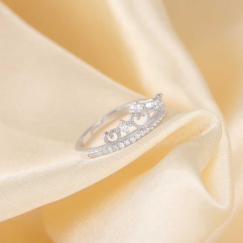 Moulures De Couronne De Mode Simple Bague De Fiançailles / Mariage En Argent Sterling 925