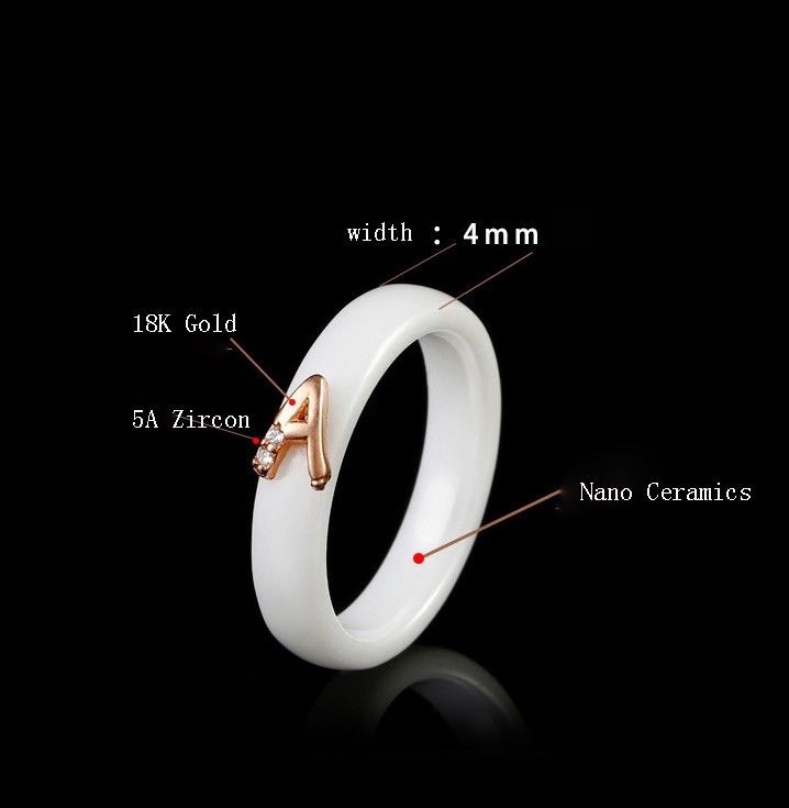 Nano Ceramics Lettre Gravée Shinning Diamonds Lovers Couple Anneaux (prix Pour Une Seule Bague)