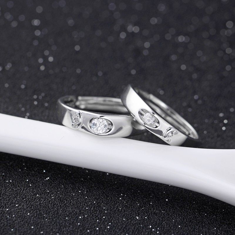 New Fashion S925 Argent Anneaux De Couple De Lettrage Réglable