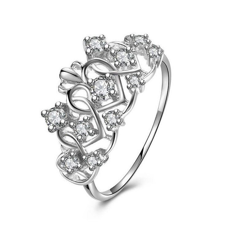 Nouveau Design Esthétique Bague En Argent Sterling 925 Avec Couronne CZ Incrustée