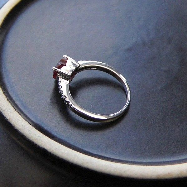 Nouvelle Bague En Argent Sterling 925 Incrusté De Pierres Précieuses En Forme De Coeur