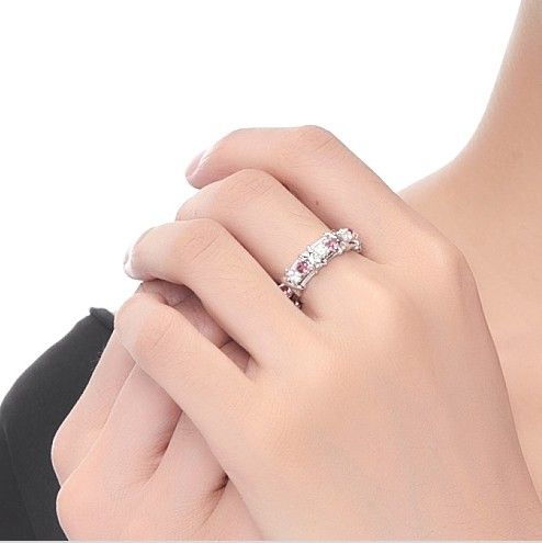 Nouvelle Bague En Argent Sterling 925 Incrusté De Zircons Cubiques Colorés Pour Femmes