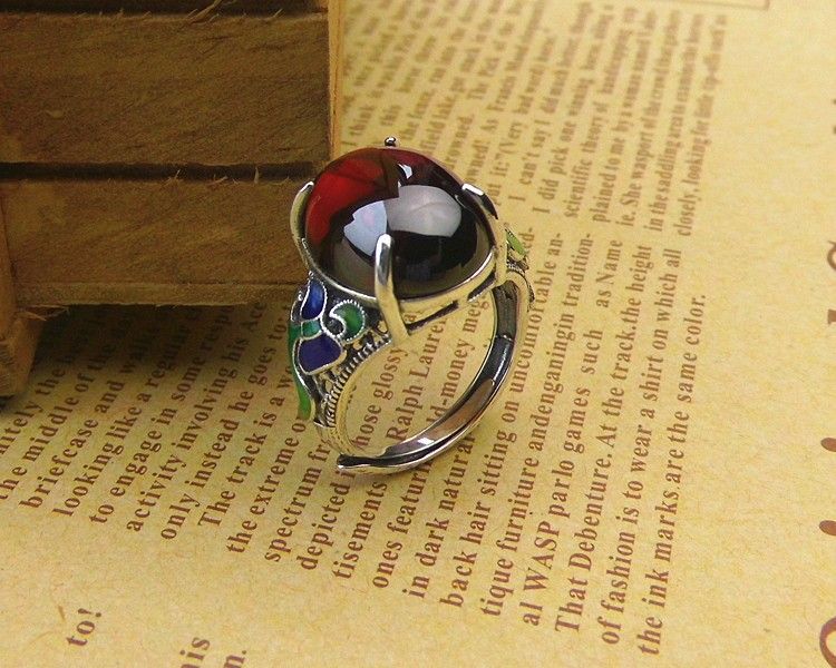 Nouvelle Bague Pour Femme En Grenat Cloisonné En Argent Sterling 925 Noble