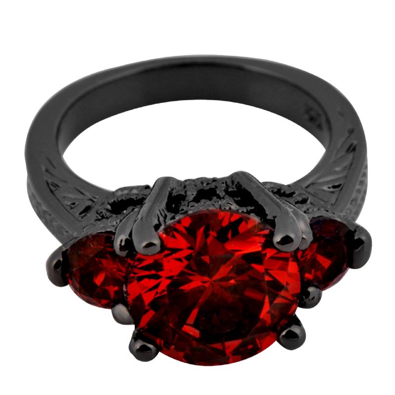 Nouvelle Bague De Fiançailles En Zircon Cubique Incrustée En Or Noir Noble De Luxe