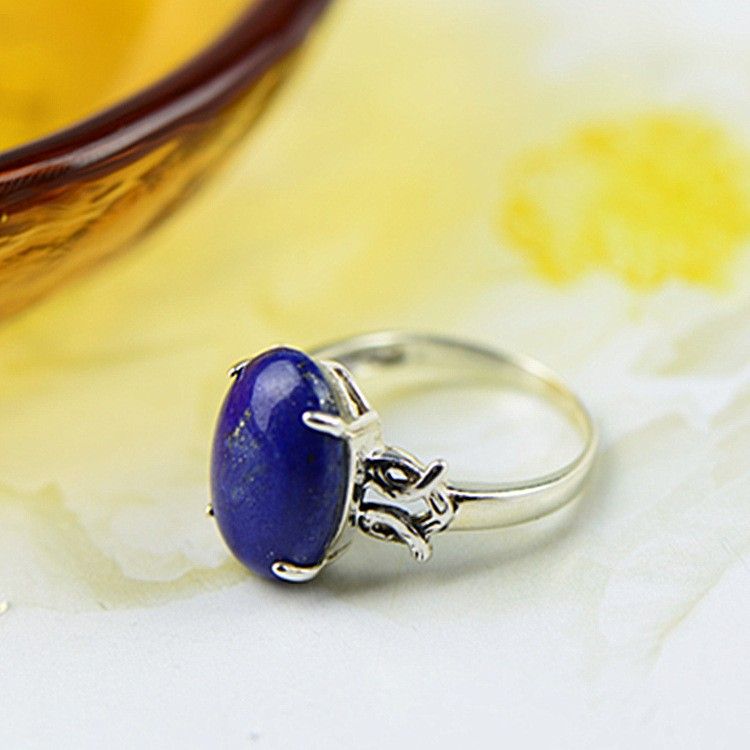 Nouvelle Forme Originale S925 Bague En Lapis Lazuli Naturel Incrusté D'argent