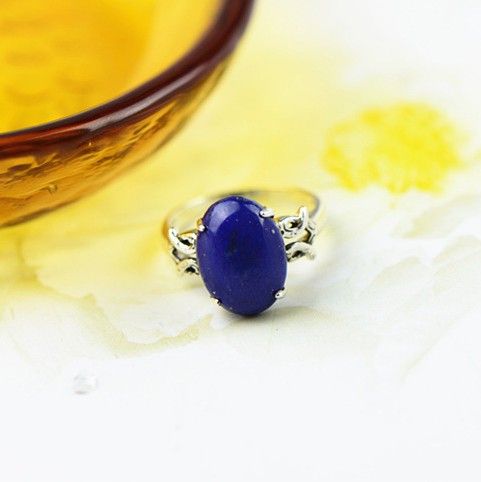 Nouvelle Forme Originale S925 Bague En Lapis Lazuli Naturel Incrusté D'argent