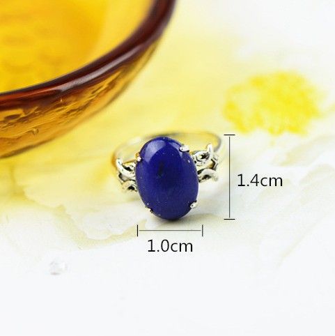 Nouvelle Forme Originale S925 Bague En Lapis Lazuli Naturel Incrusté D'argent