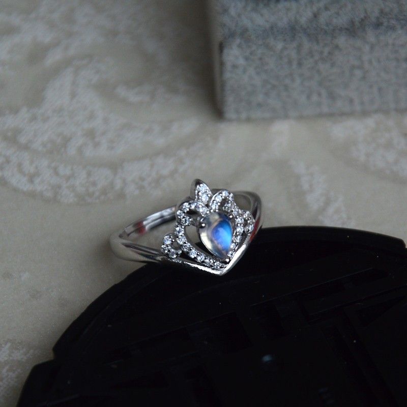 Nouvelle Offre Spéciale 925 En Argent Sterling Incrusté De Pierre De Lune Personnalisée Bague De Couronne De Princesse